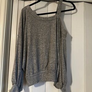 We The Free Heather Gray Off-Shoulder Sweater
